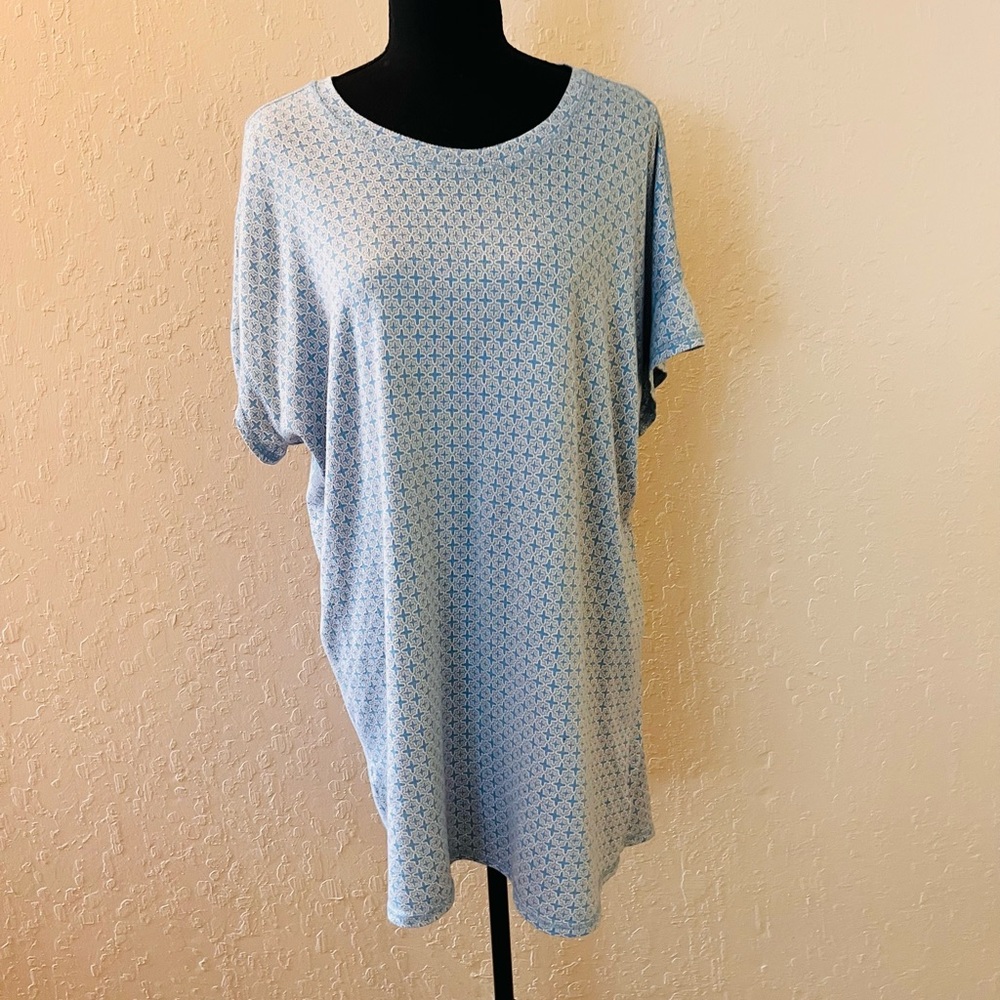 Light Blue Printed Women's Nightshirt Pajama